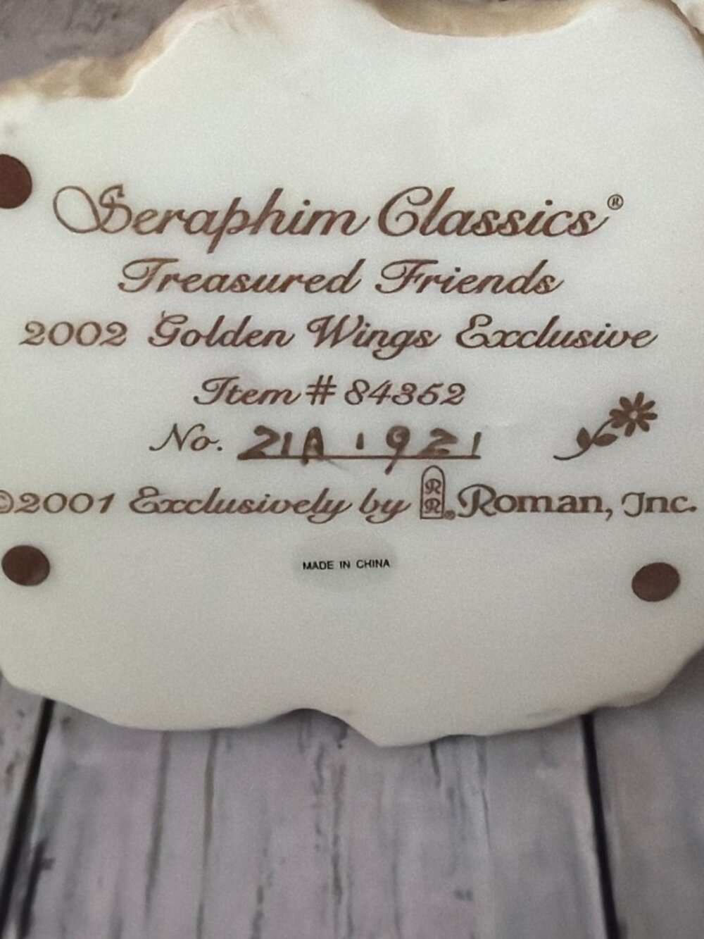 2002 Seraphim Classics Treasured Friends Golden Wings Exclusive #84352 - No Box - Picture 13 of 13